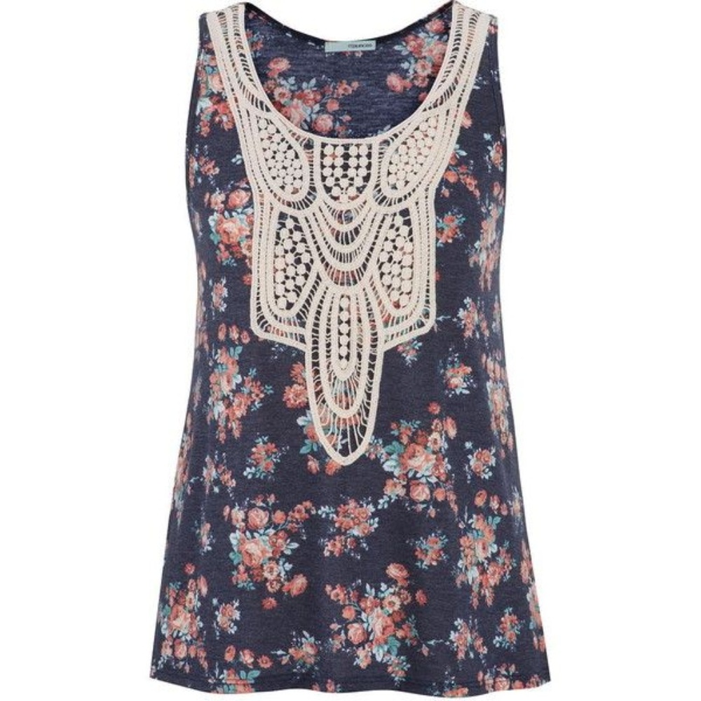 Maurices Floral Tank with Crochet Detail